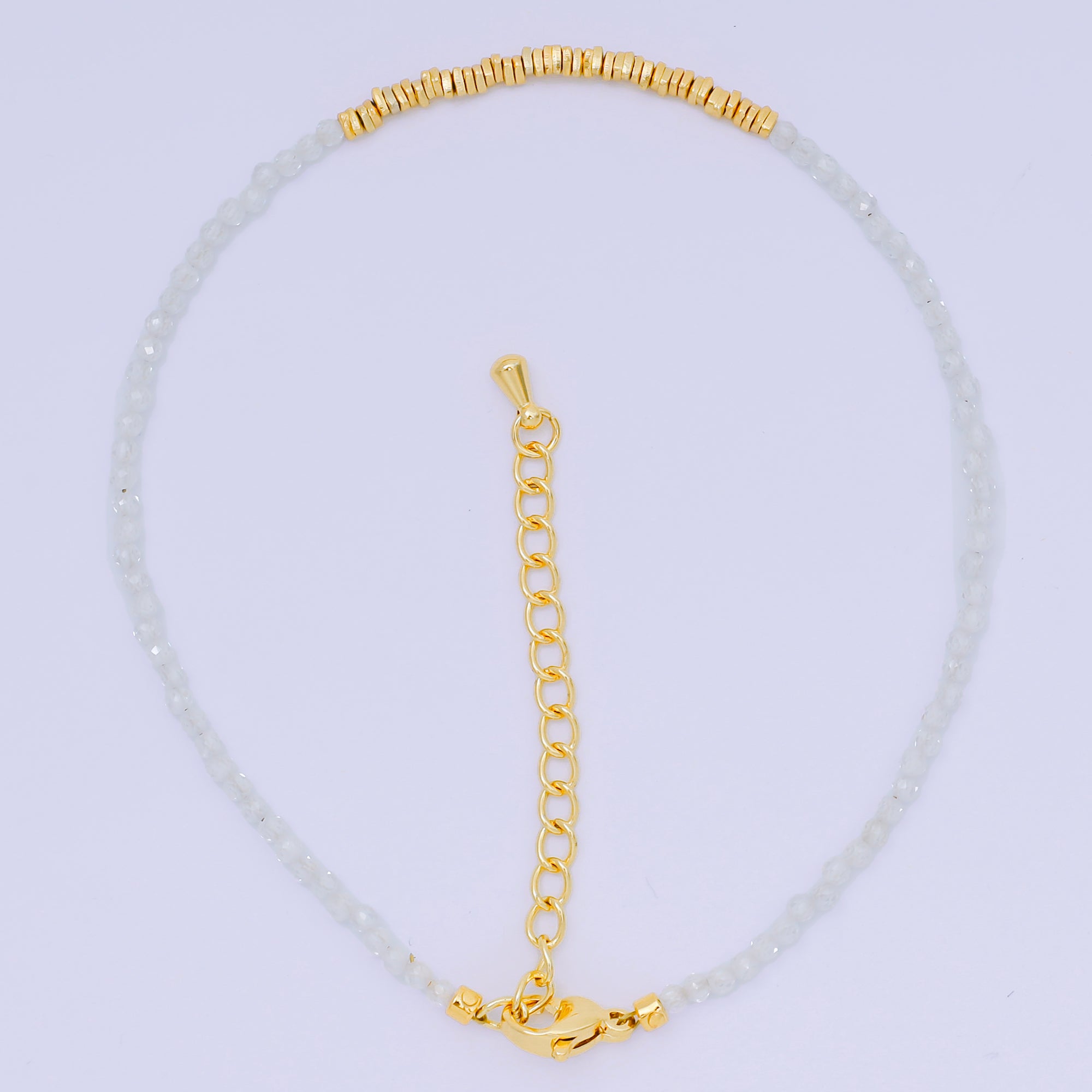 24K Gold Filled Colorful Gemstone Bead Bracelet in Black, Orange, & White | WA-3741 - WA-3763
