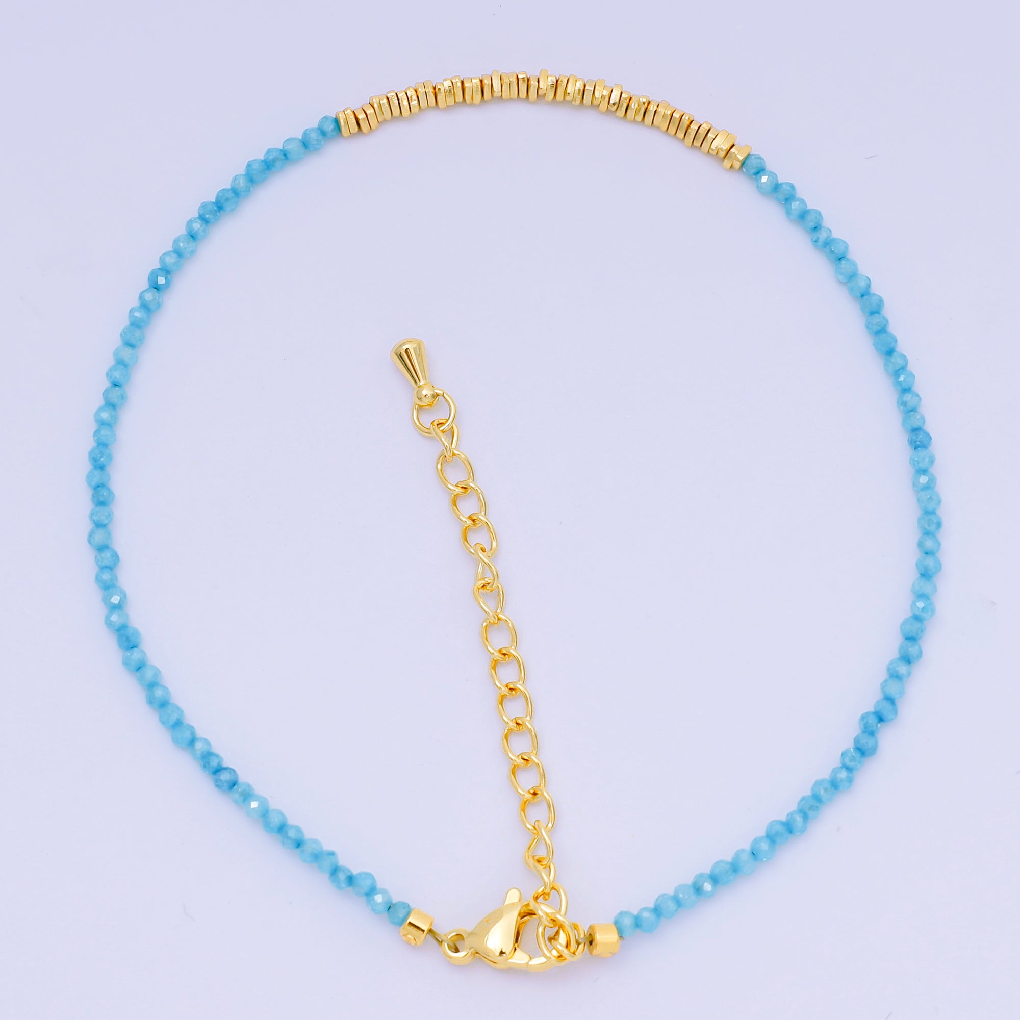 24K Gold Filled Colorful Gemstone Bead Bracelet in Black, Orange, & White | WA-3741 - WA-3763
