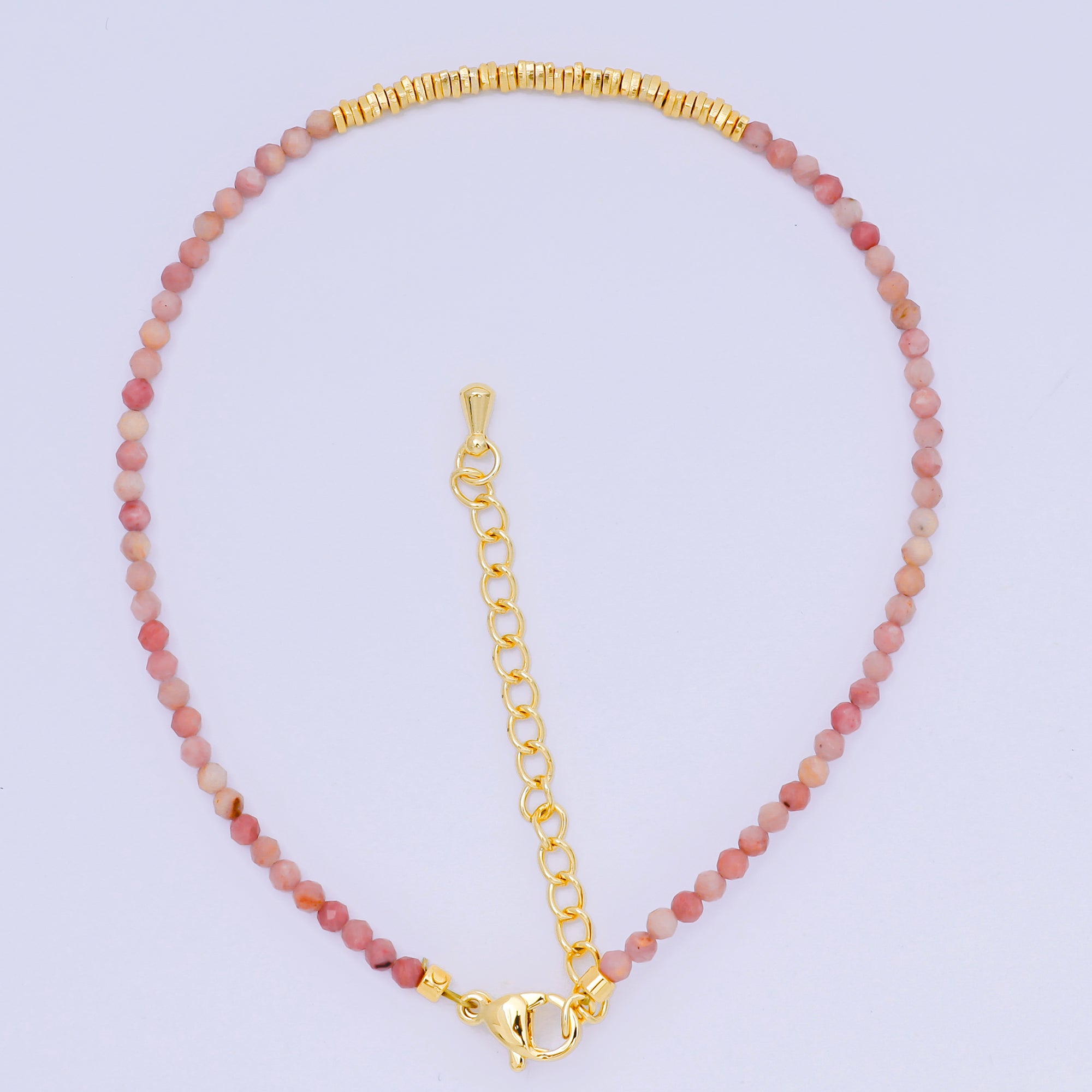 24K Gold Filled Colorful Gemstone Bead Bracelet in Black, Orange, & White | WA-3741 - WA-3763