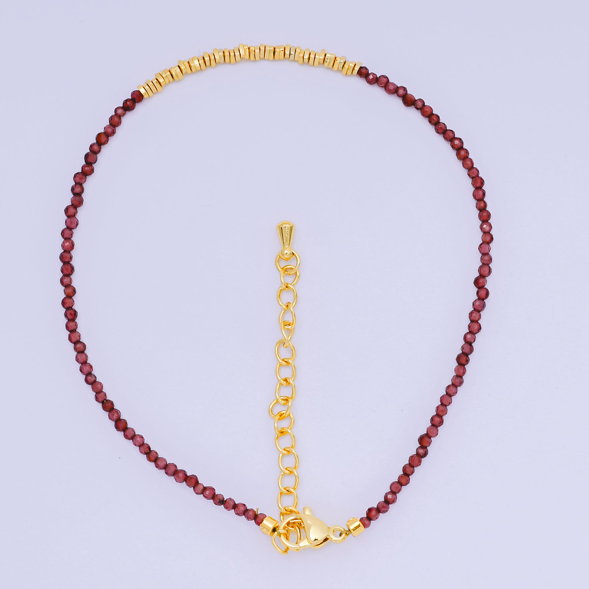 24K Gold Filled Colorful Gemstone Bead Bracelet in Black, Orange, & White | WA-3741 - WA-3763