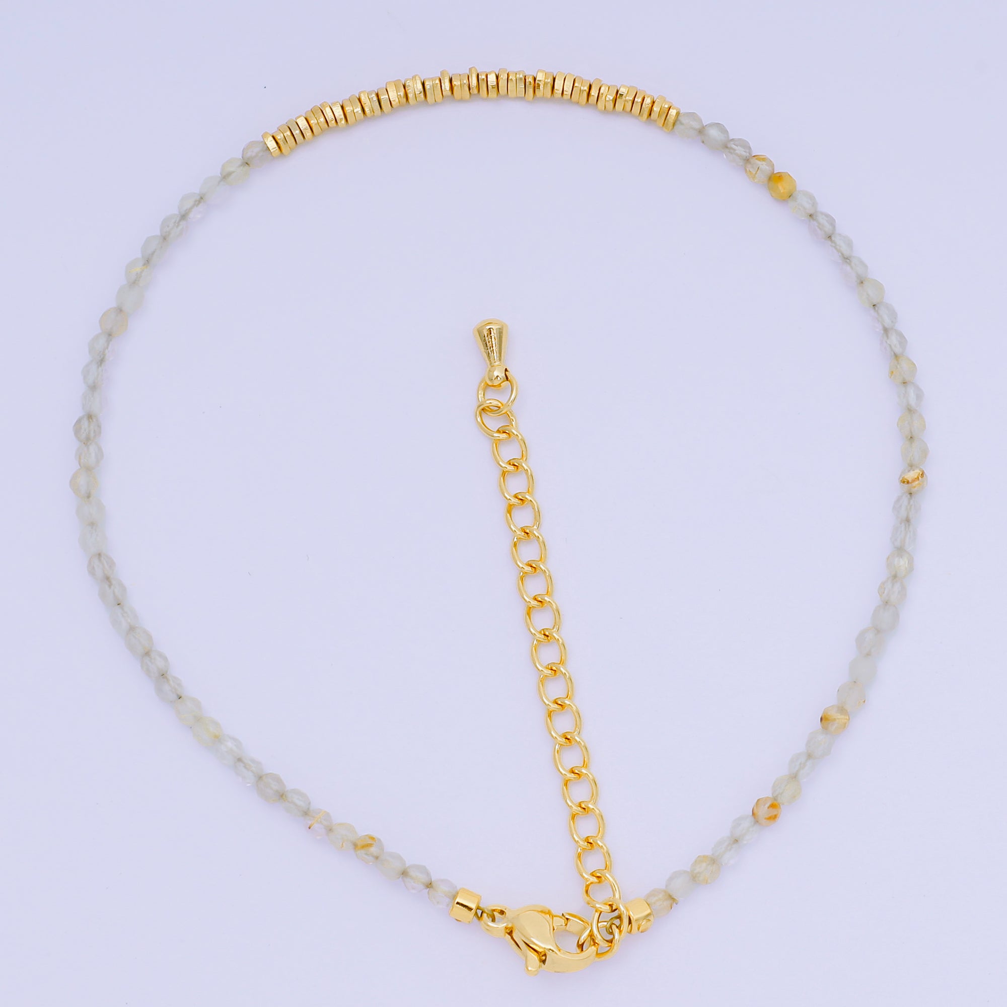 24K Gold Filled Colorful Gemstone Bead Bracelet in Black, Orange, & White | WA-3741 - WA-3763