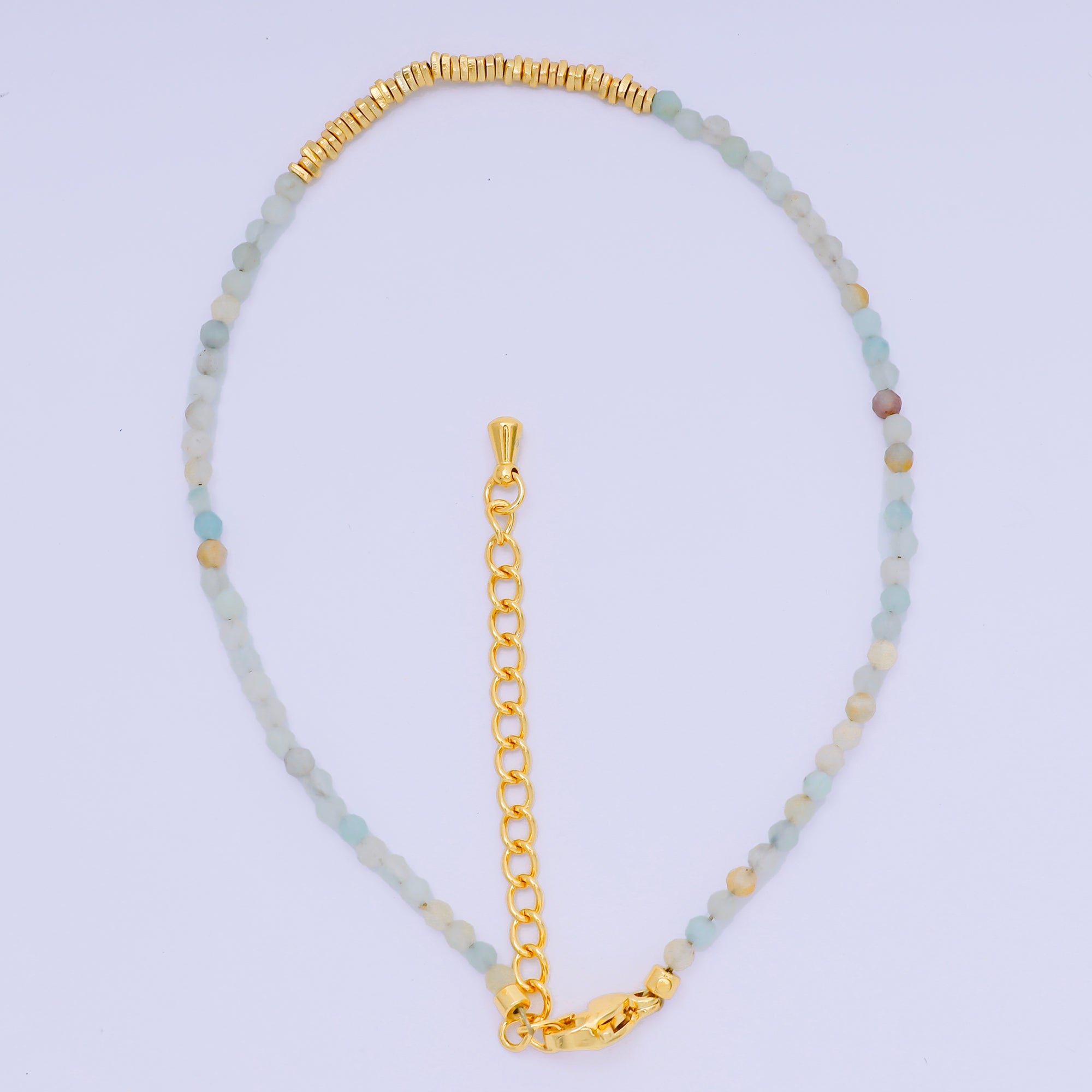 24K Gold Filled Colorful Gemstone Bead Bracelet in Black, Orange, & White | WA-3741 - WA-3763