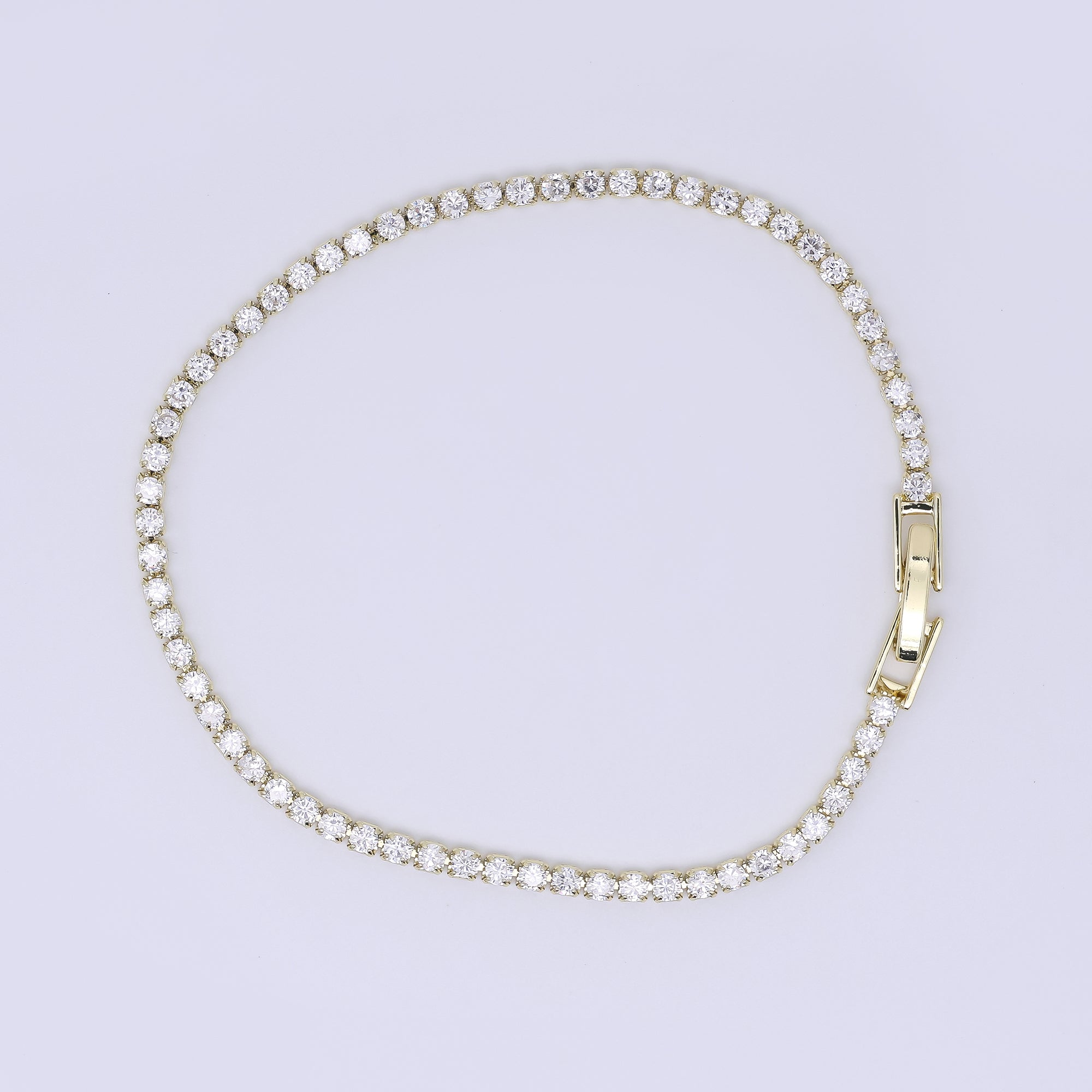 24K Gold Filled 2.1mm Green, Pink, Blue Round CZ 7 Inches Tennis Bracelet | WA-3815 - WA-3818
