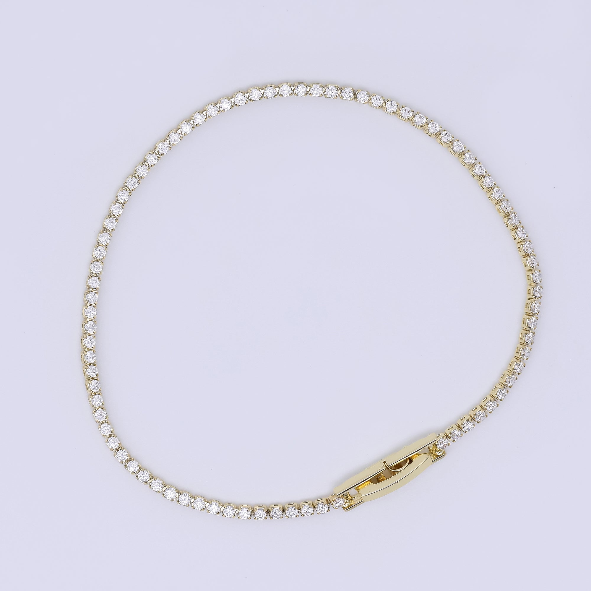 24K Gold Filled 1.6mm Clear Round CZ Classic 7 Inches Tennis Bracelet | WA-3821