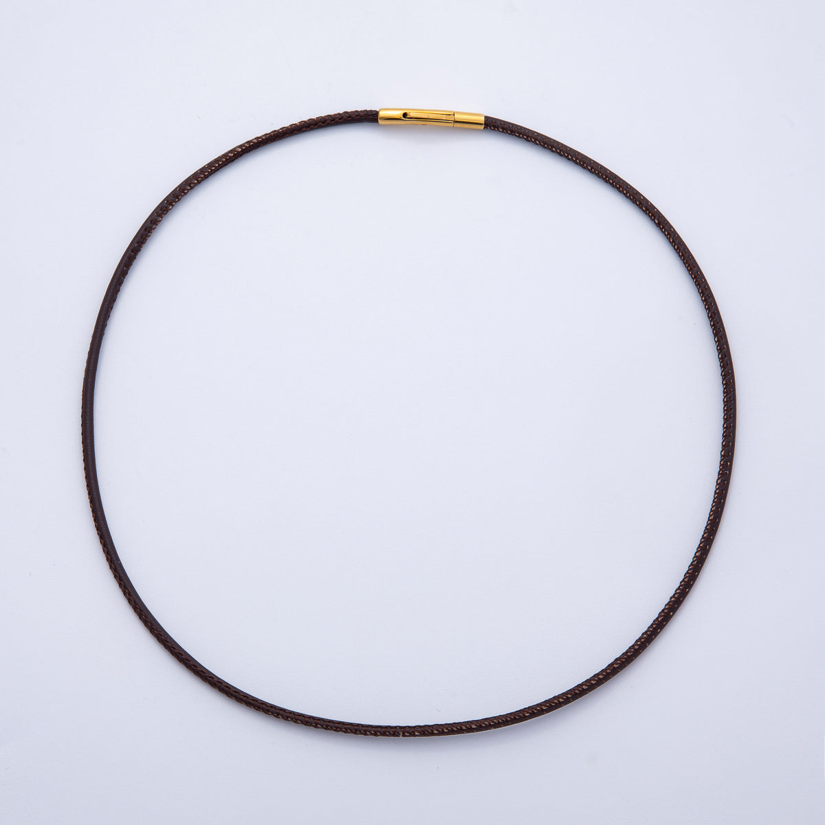 18K Gold Filled 3mm Dark Brown Fall Faux Leather Cord 19 Inch Necklace | WA-3857