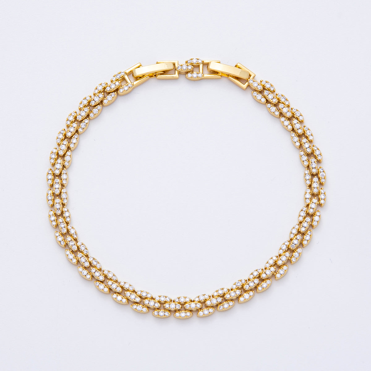 18K Gold Filled 5.5mm Micro Paved CZ Panther Chain Adjustable Bracelet | WA-3885