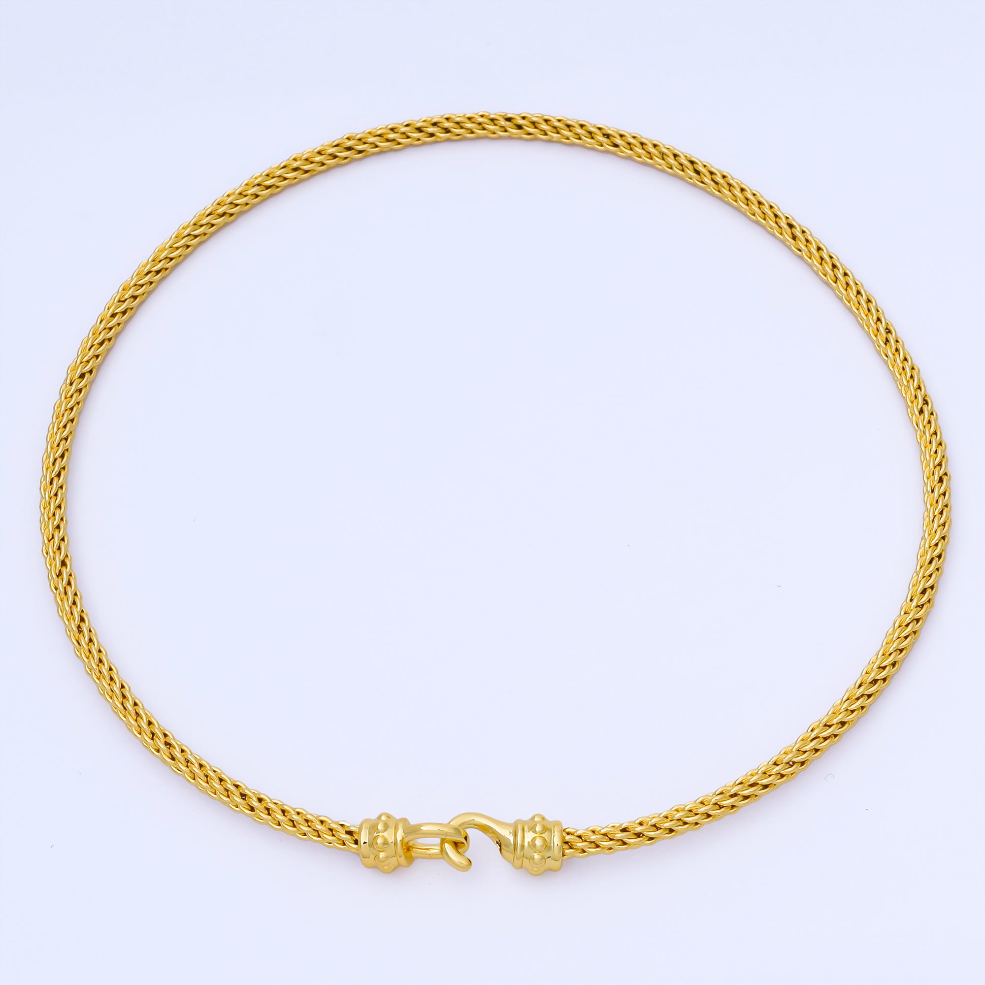 24K Gold Filled 4mm Twisted Rope Mixed Metal Necklace | WA-3898
