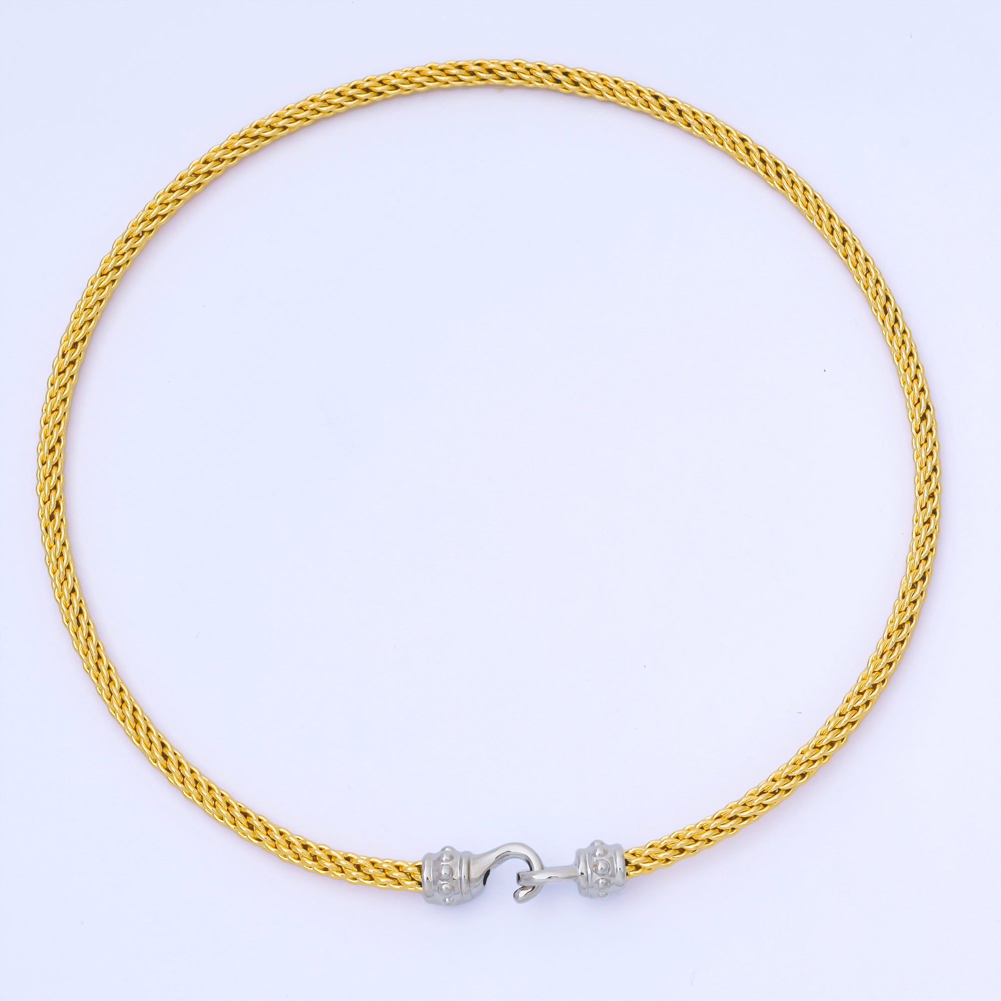 24K Gold Filled 4mm Twisted Rope Mixed Metal Necklace | WA-3898