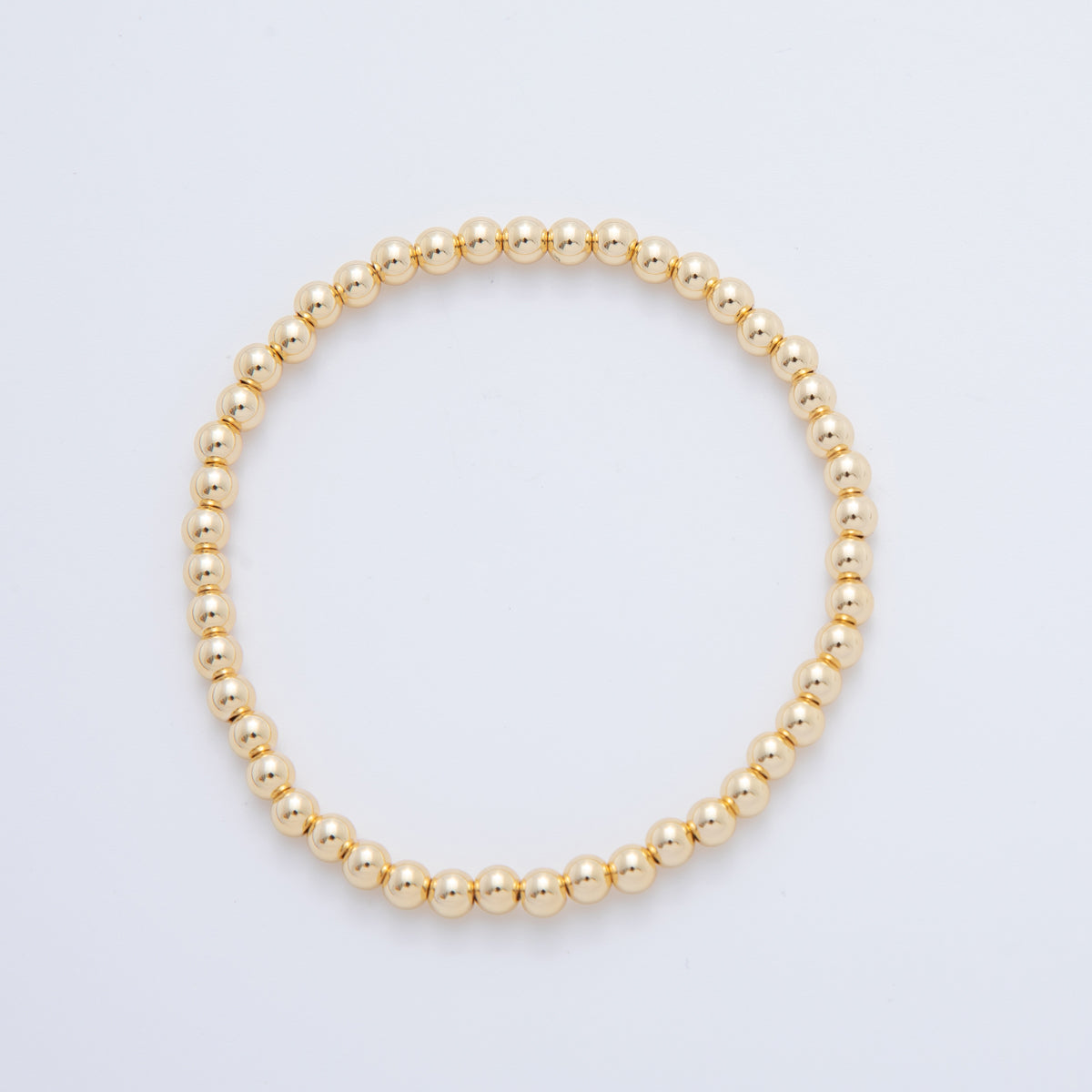 18K Gold Filled 4mm Minimalist Round Ball Stretch Bracelet | WA-3948