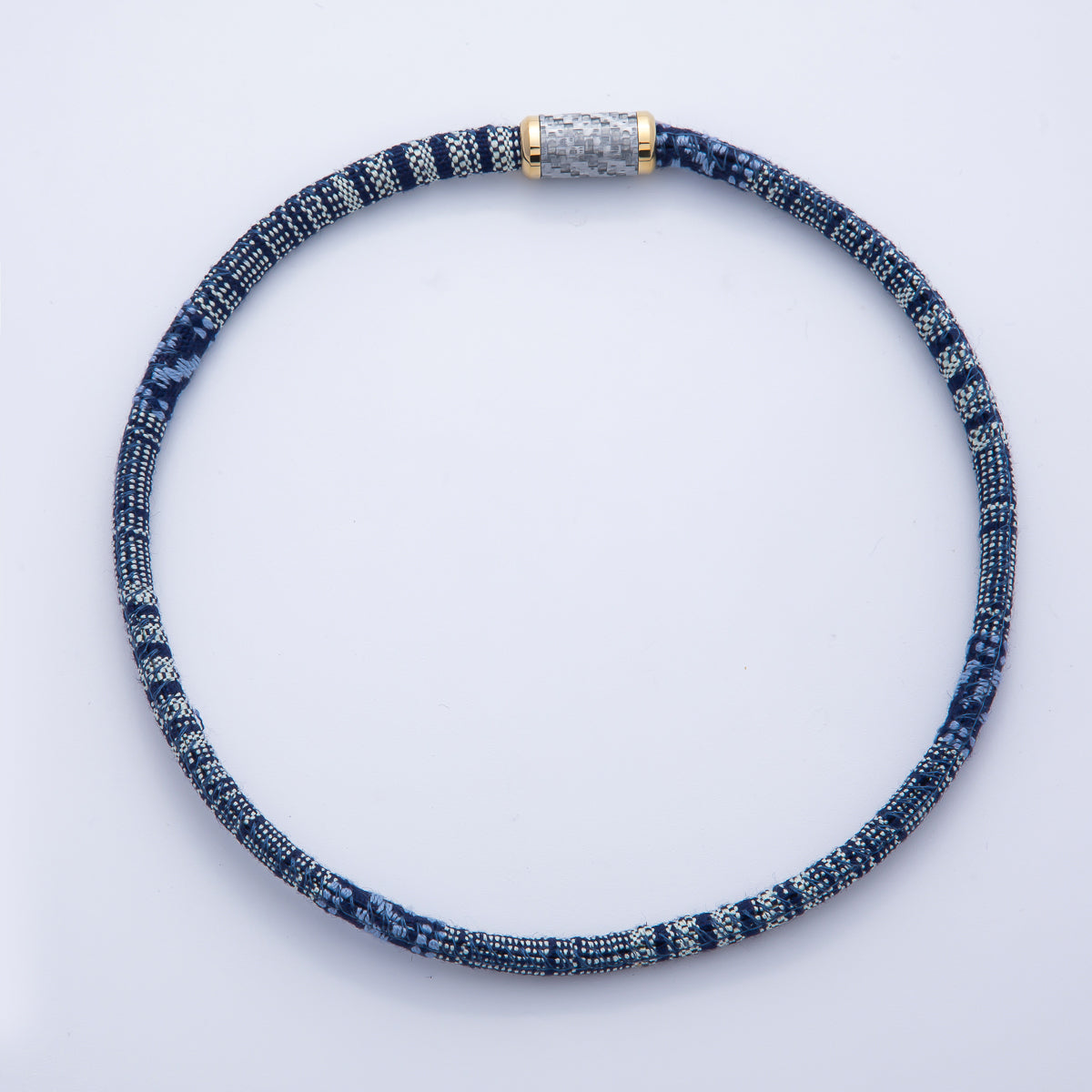 10mm Blue Woven Embroidered Fabric Cord 16.54 Inch Necklace | WA-3957