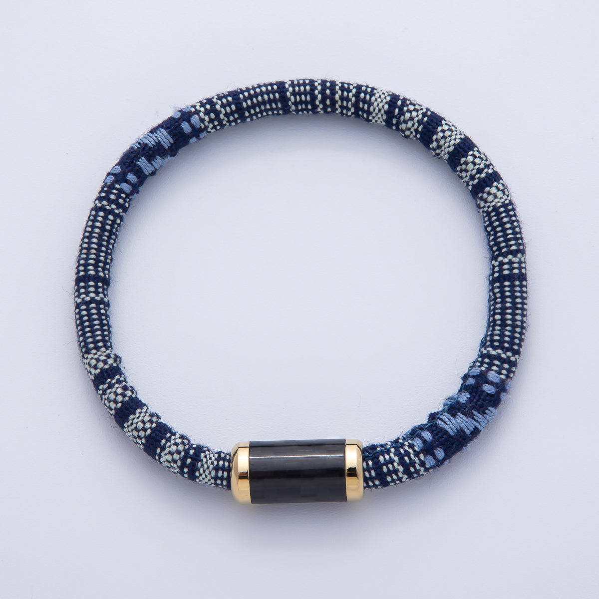 10mm Blue Woven Embroidered Fabric Cord 8.86 Inch Bracelet | WA-3962