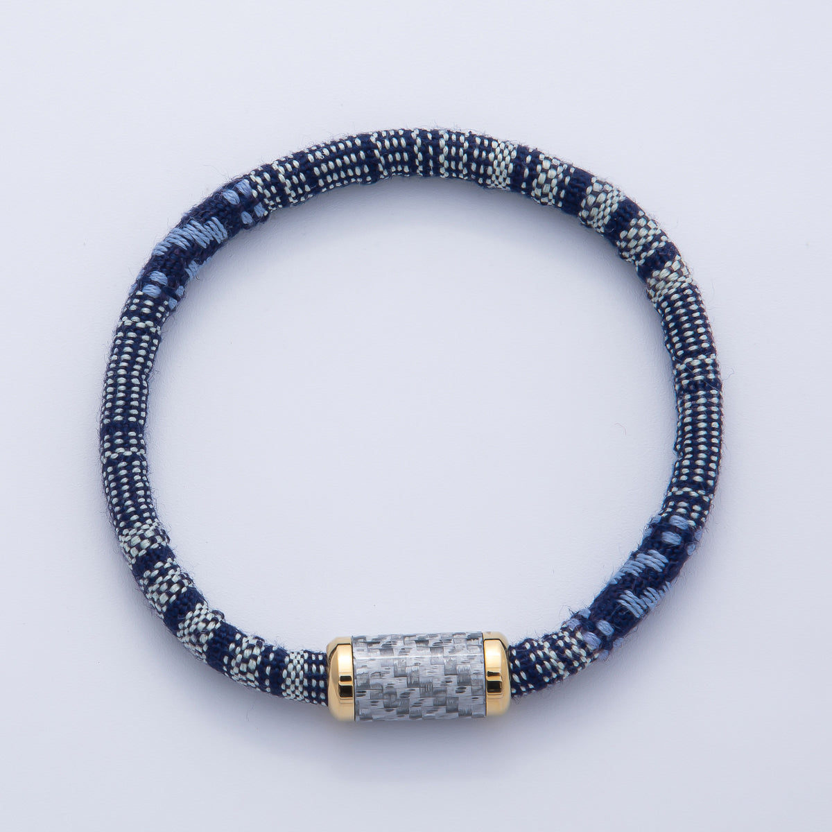 10mm Blue Woven Embroidered Fabric Cord 8.86 Inch Bracelet | WA-3963