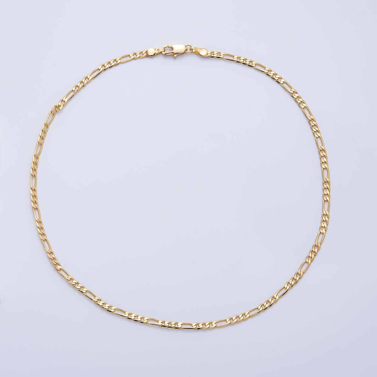 18K Gold Filled 3mm Minimalist Figaro Chain 16 Inch Choker Necklace | WA-3986