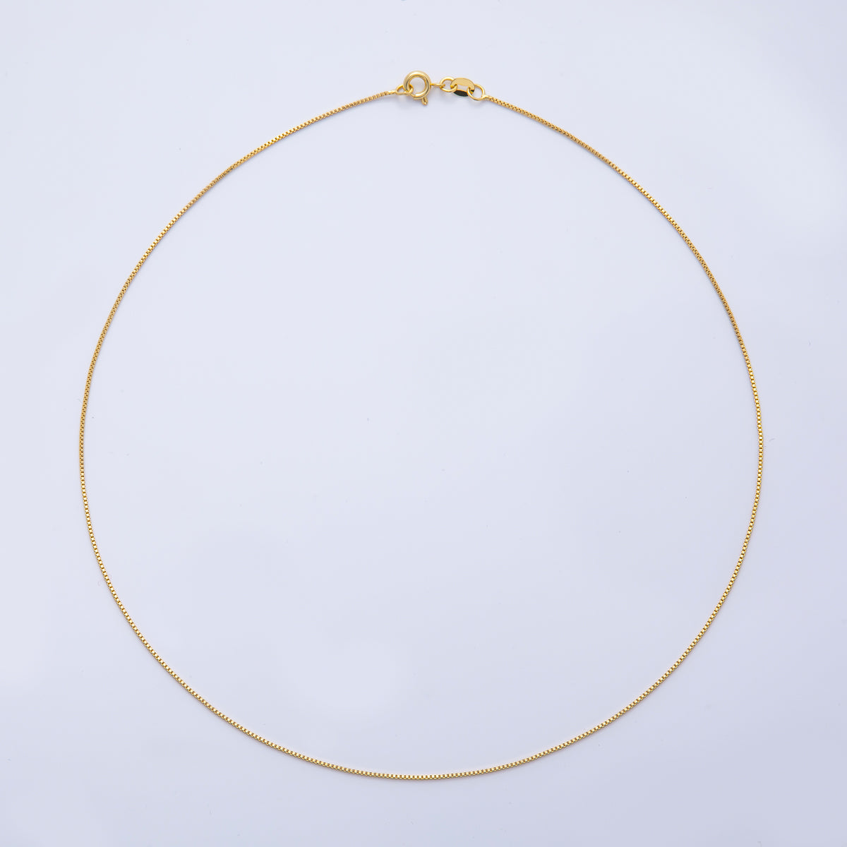 18K Gold Filled 1mm Minimalist Box Chain 17.5 Inch Necklace | WA-3987
