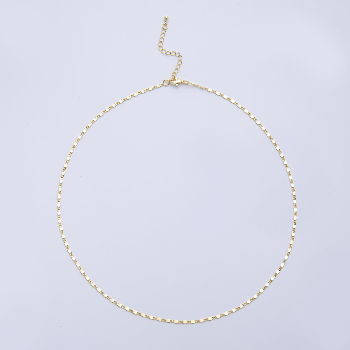 18K Gold Filled 2mm Minimalist Mariner Link Chain 18 Inch Necklace | WA-3988