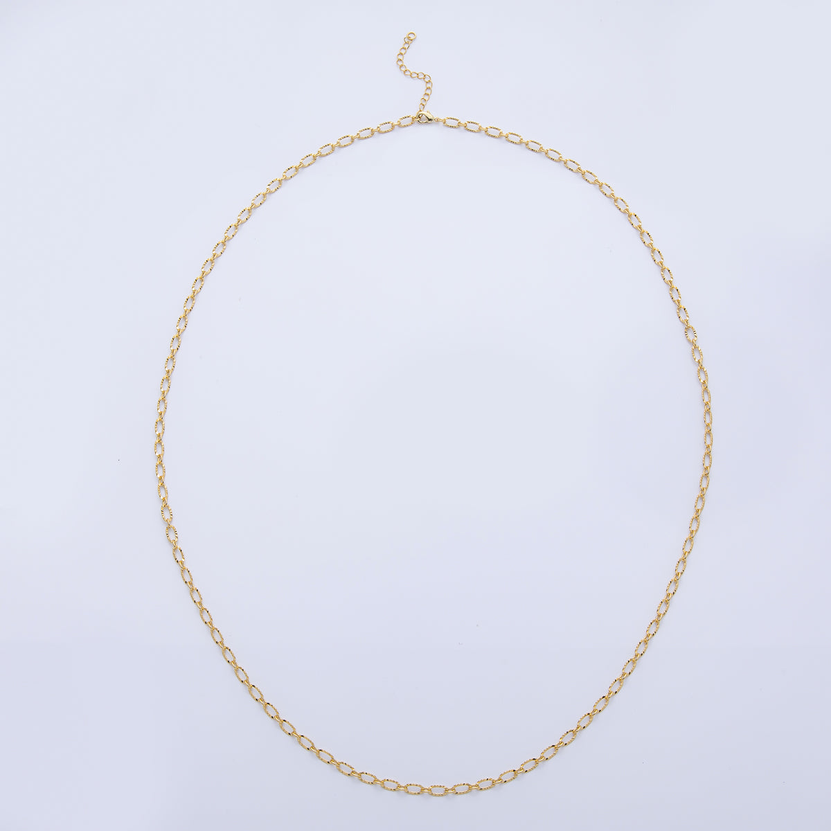 18K Gold Filled 4mm Sunburst Paperclip Chain 30 Inch Necklace | WA-3997