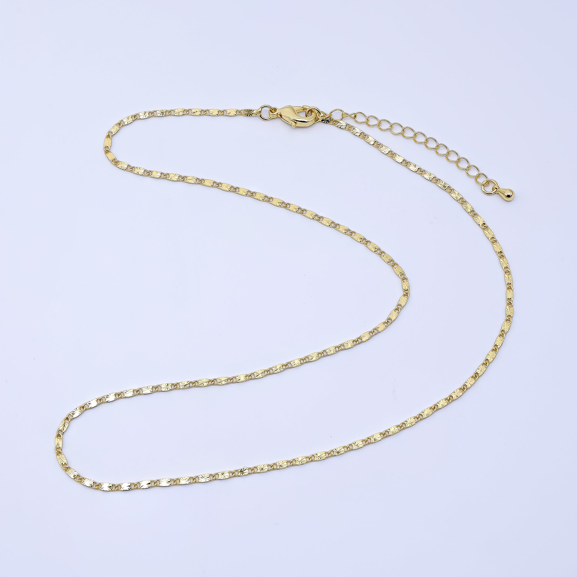 24K Gold Filled 2mm Sunburst Mariner Anchor Chain 18 Inch Necklace | WA-4017