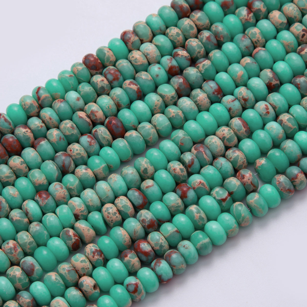 8mm Green Teal Turquoise Rondelle Natural Gemstone Bead Strand Finding | WA-401