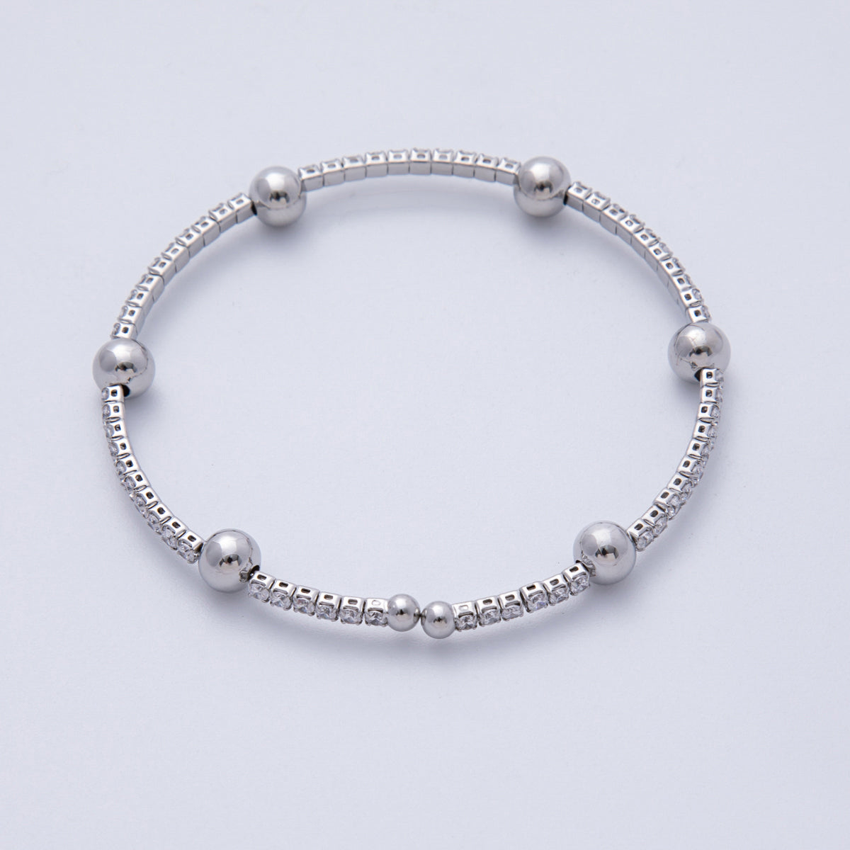 14K Gold Filled Ball Bead Tennis Cuff Bracelet in Gold & Silver | WA-4028 WA-4029