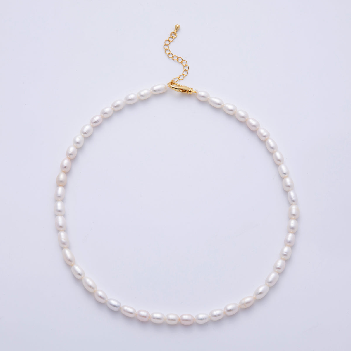 18K Gold Filled 6.4mm White Freshwater Pearl Button 15 Inch Choker Necklace | WA-4054