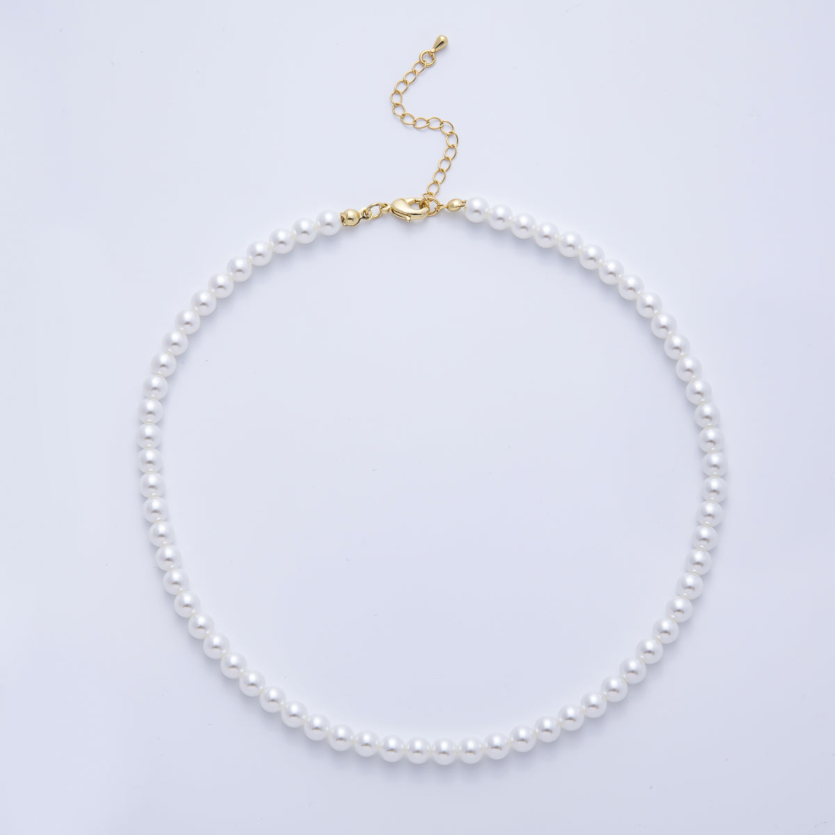 14K Gold Filled 6mm White Natural Shell Pearl Choker Necklace | WA-4060