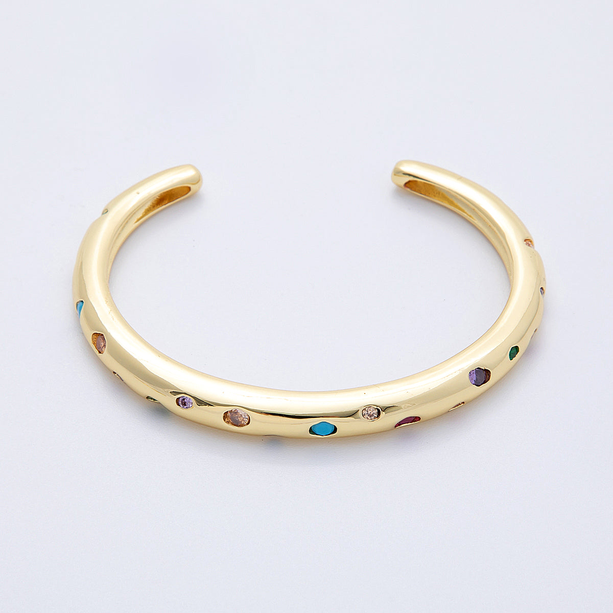 16K Gold Filled Multicolor, Green Dotted CZ Cuff Bracelet | WA-04118 WA-04119