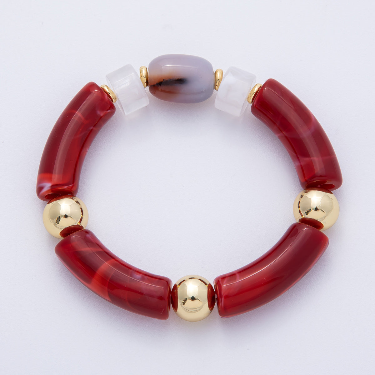 6mm Red Jasper, Carnelian Gemstone Bead Stretch Bracelet | WA-03971 WA-04137