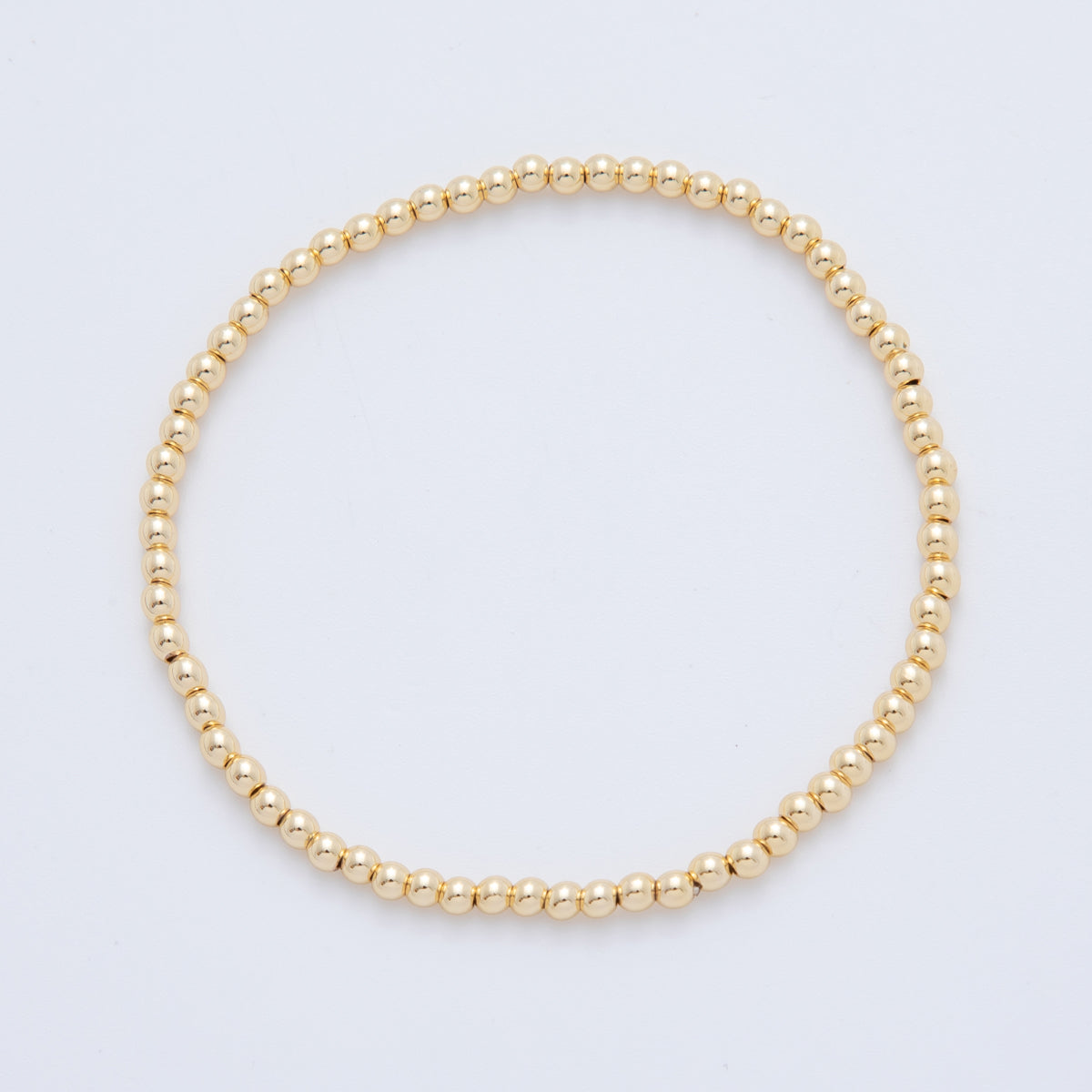 16K Gold Filled 3mm Minimalist Round Ball Stretch Bracelet | WA-04149