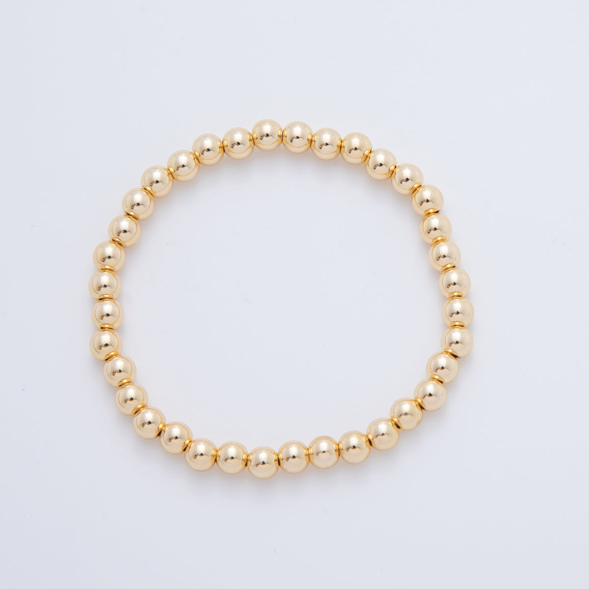 16K Gold Filled 5mm Minimalist Round Ball Stretch Bracelet | WA-04150