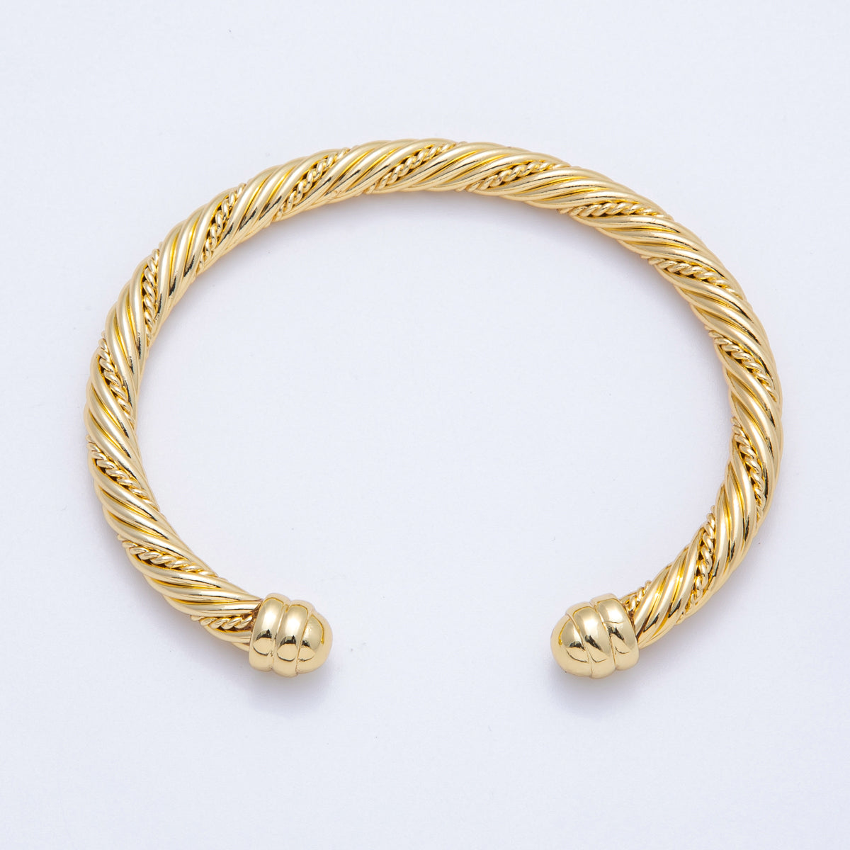 16K Gold Filled 65mm Twisted Croissant Cuff Bracelet | WA-04157