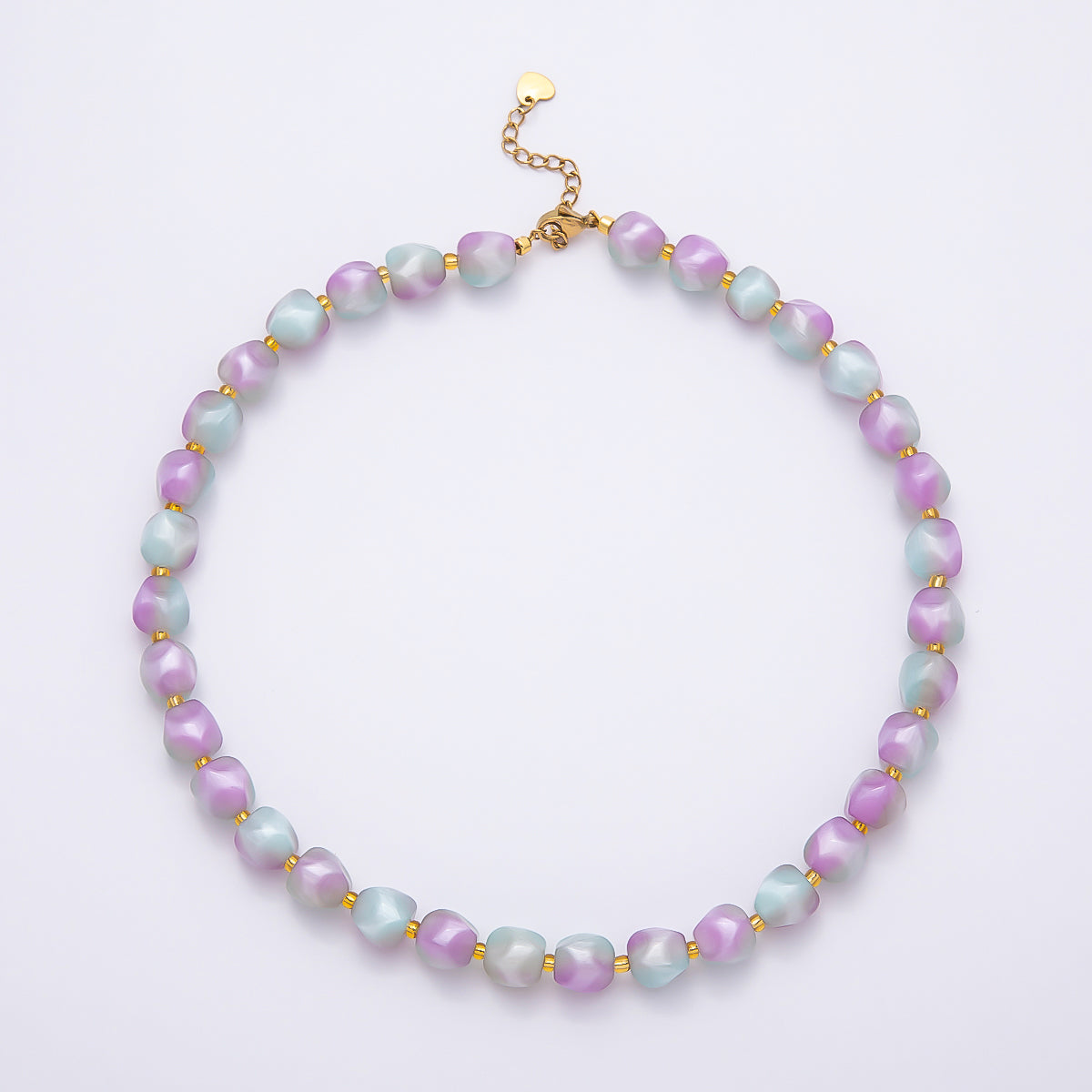 Stainless Steel 3mm Geometric Resin 16 Inch Necklace w. Extender | WA-04502 ~ WA-04508
