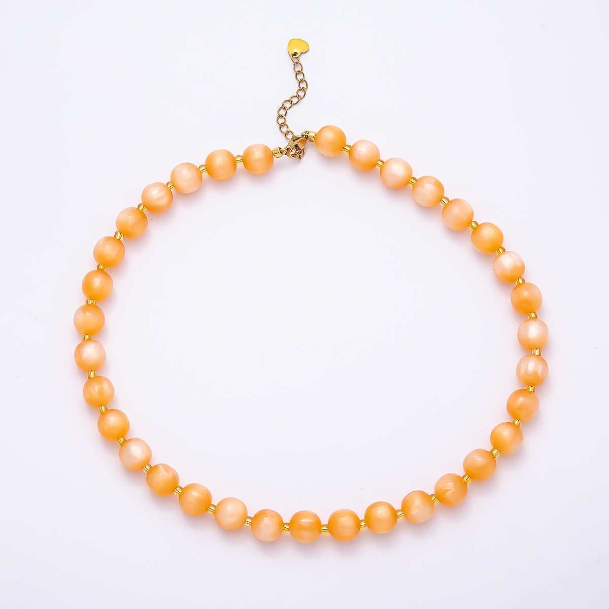 Stainless Steel 10mm Round Glitter Resin Bead 16 Inch Necklace w. Extender | WA-04523 ~ WA-04530