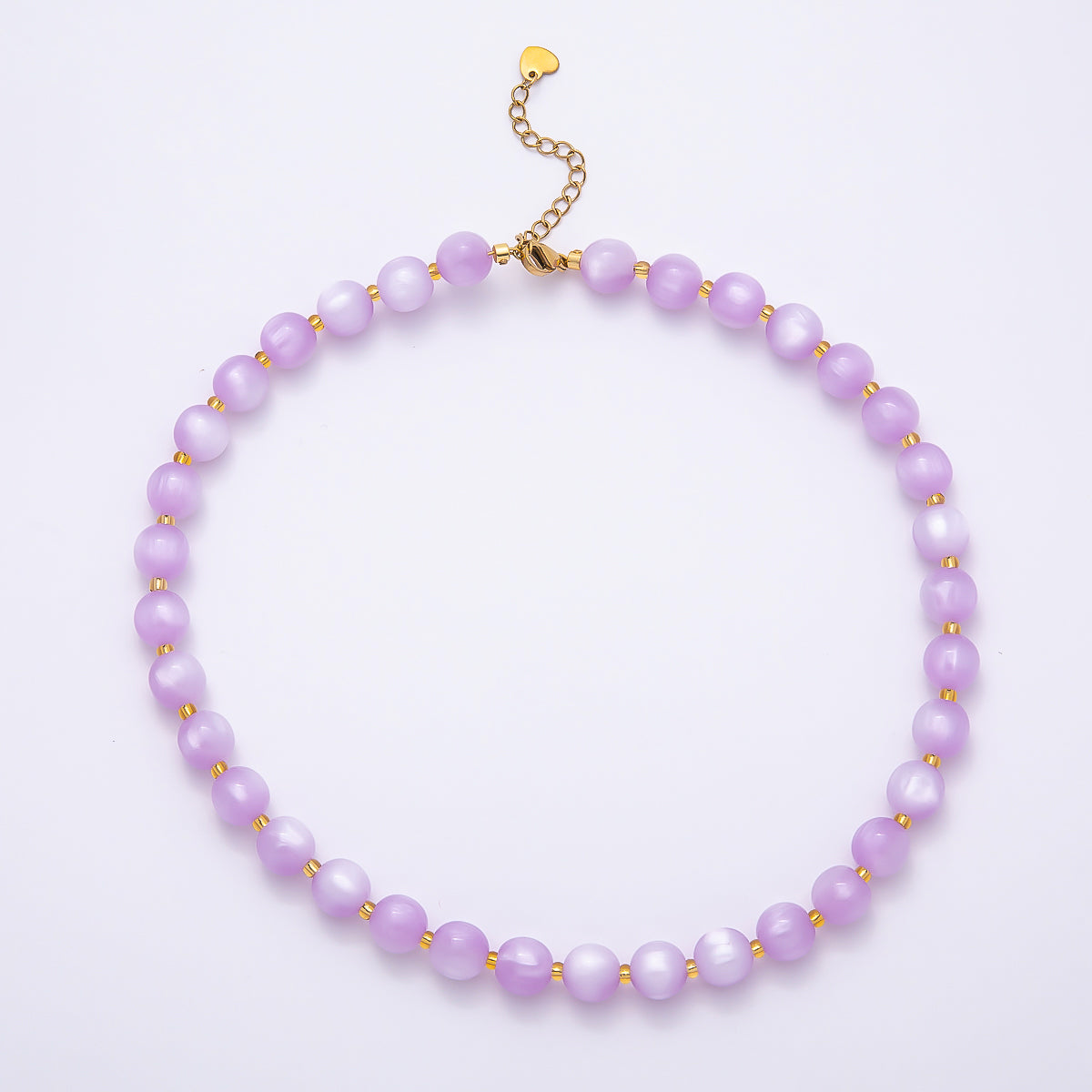 Stainless Steel 10mm Round Glitter Resin Bead 16 Inch Necklace w. Extender | WA-04523 ~ WA-04530