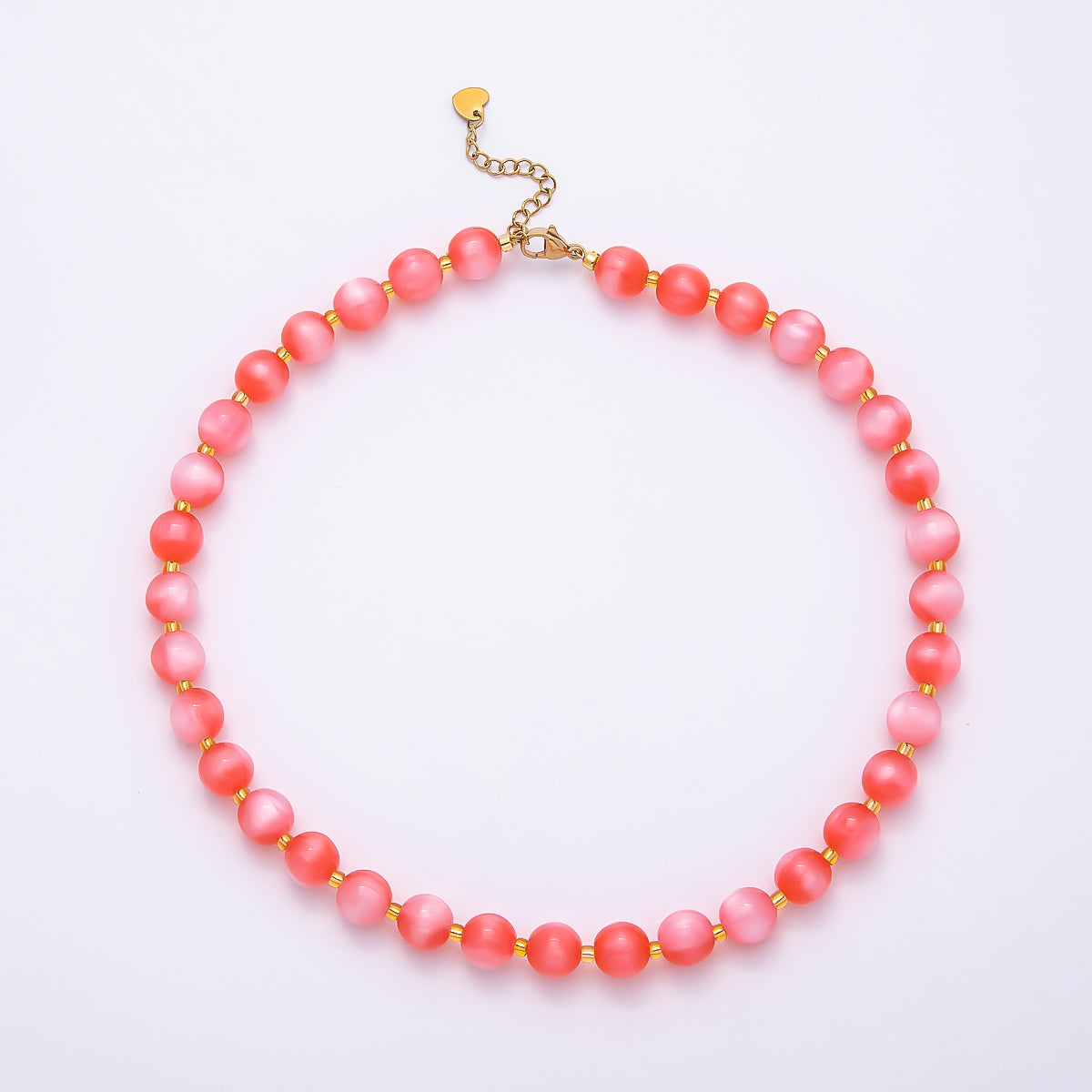 Stainless Steel 10mm Round Glitter Resin Bead 16 Inch Necklace w. Extender | WA-04523 ~ WA-04530