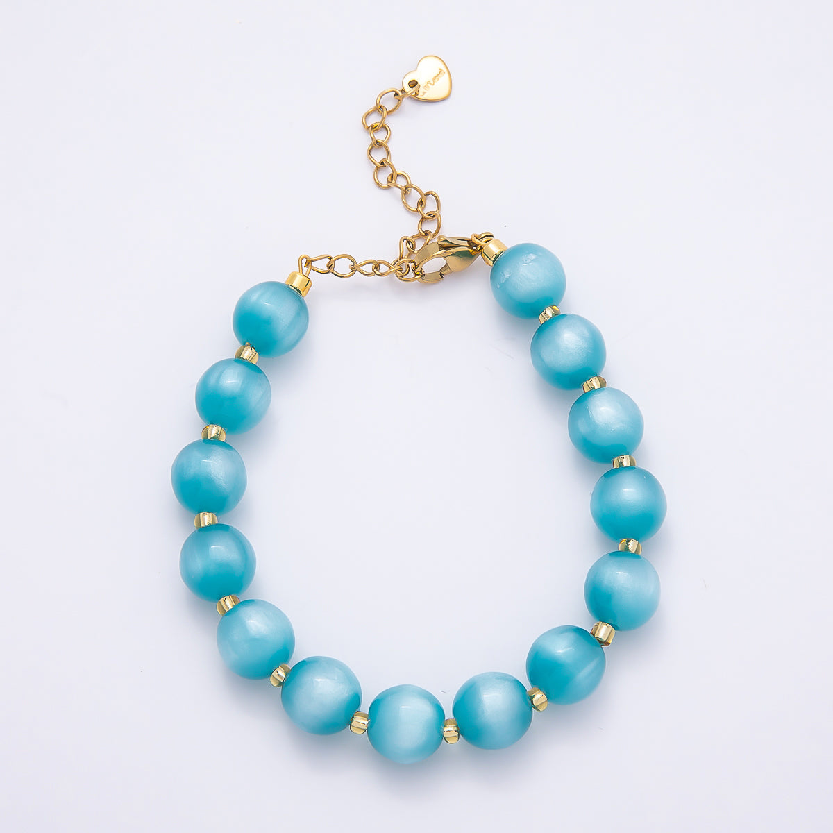 Stainless Steel 10mm Round Glitter Resin Bead 7 Inch Bracelet w. Extender | WA-04531 ~ WA-04538