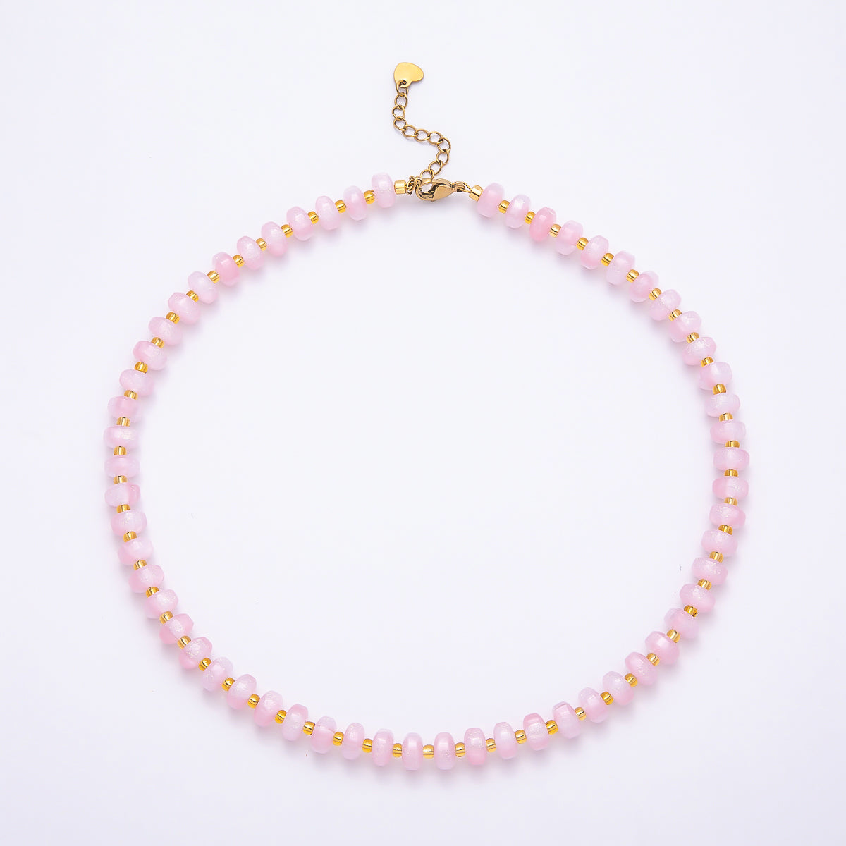 Stainless Steel 8mm Multicolor, Yellow, Blue, Orange, Pink, Green Glitter Rondelle 16 Inch Necklace w. Extender | WA-04549 ~ WA-04553
