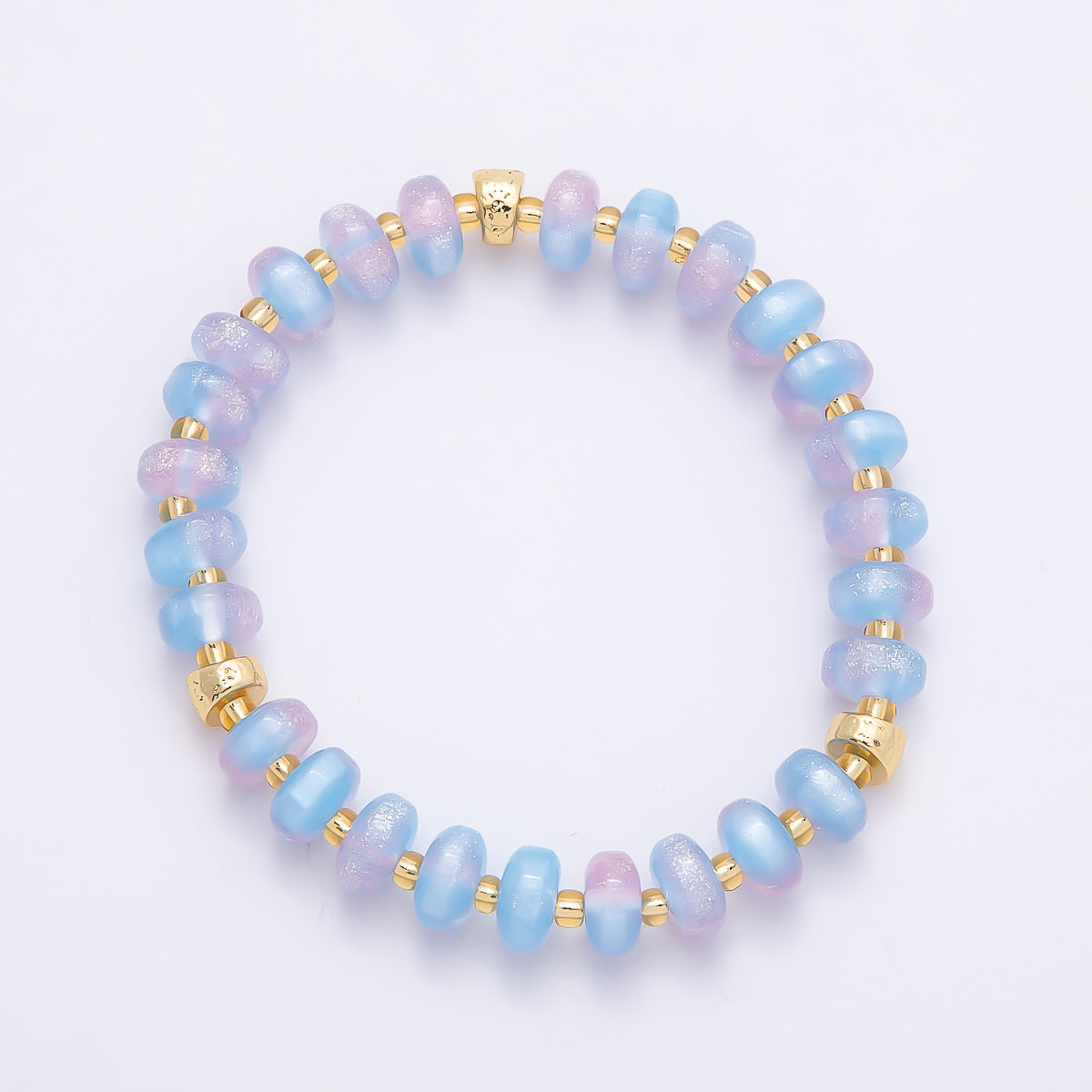 8mm Multicolor, Blue, Yellow, Pink, Orange, Green Glitter Rondelle Bead Resin 7 Inch Stretch Bracelet | WA-04559 ~ WA-04564