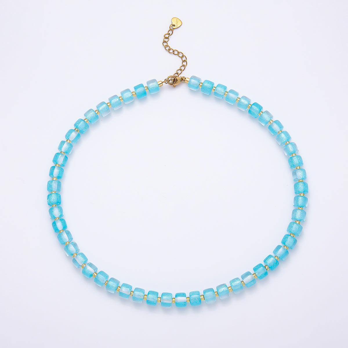 Stainless Steel 8mm Green, Purple, Multicolor, Blue, Purple, Pink, Orange, White Glitter Resin Rondelle Bead 16 Inch Necklace w. Extender | WA-04565 ~ WA-04572