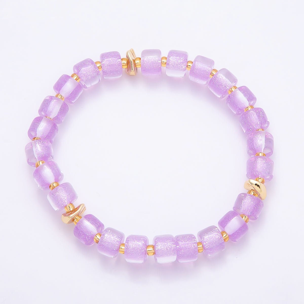 Stainless Steel 8mm Multicolor, Purple, Orange, Pink, Green, White, Blue Glitter Resin Rondelle Bead 7 Inch Stretch Bracelet | WA-04581 - WA-04588