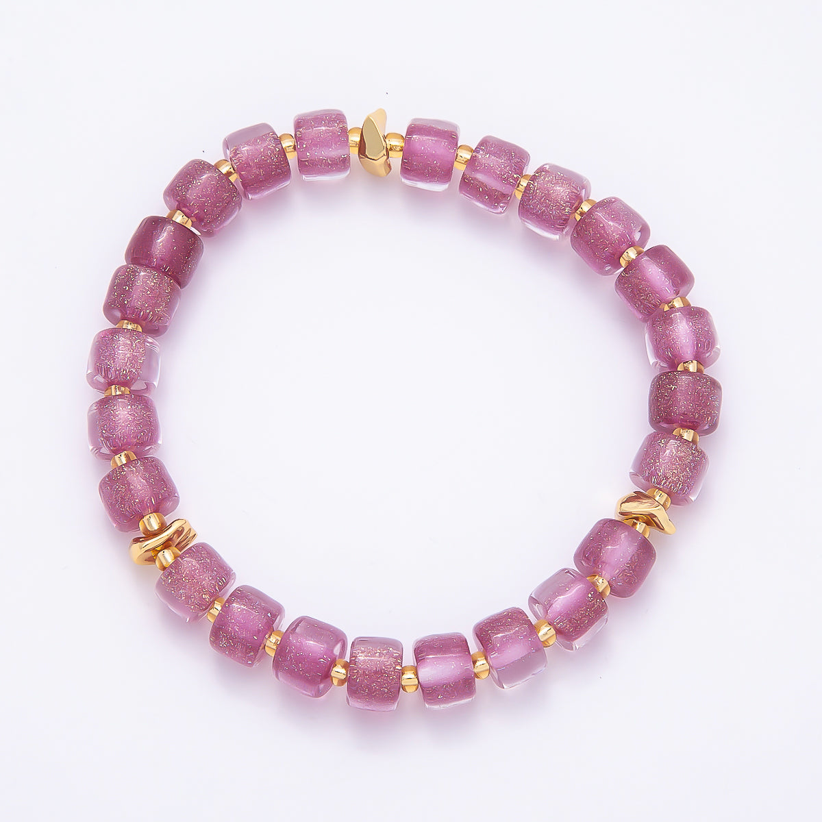 Stainless Steel 8mm Multicolor, Purple, Orange, Pink, Green, White, Blue Glitter Resin Rondelle Bead 7 Inch Stretch Bracelet | WA-04581 - WA-04588
