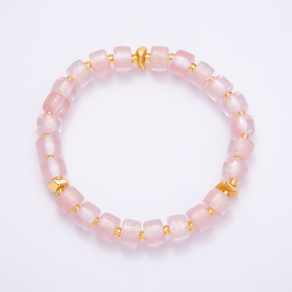 Stainless Steel 8mm Multicolor, Purple, Orange, Pink, Green, White, Blue Glitter Resin Rondelle Bead 7 Inch Stretch Bracelet | WA-04581 - WA-04588