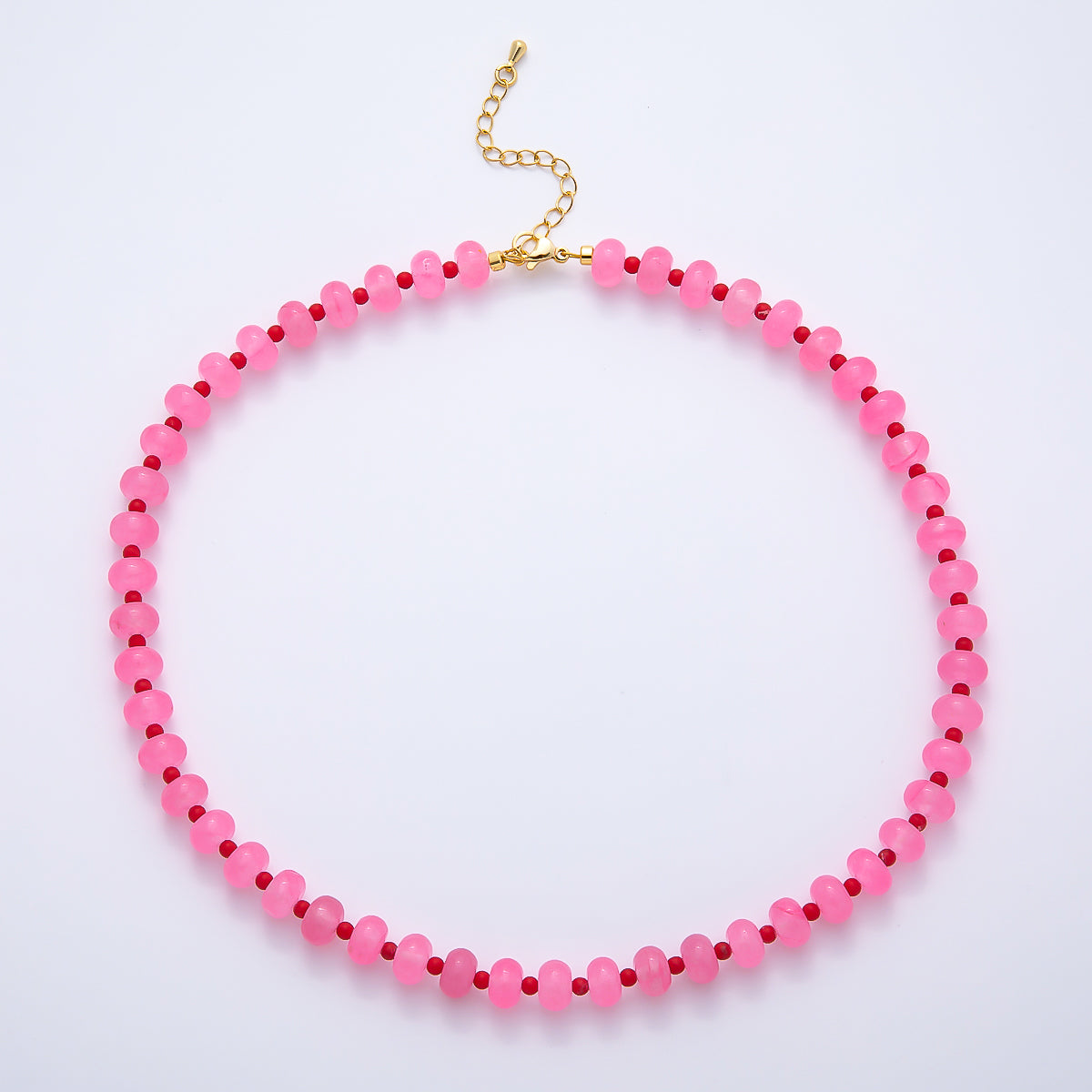 18K Gold Filled 8mm Multicolor Spacer Rondelle Gemstone 16.5 Inch Choker Necklace | WA-04634 ~ WA-04636