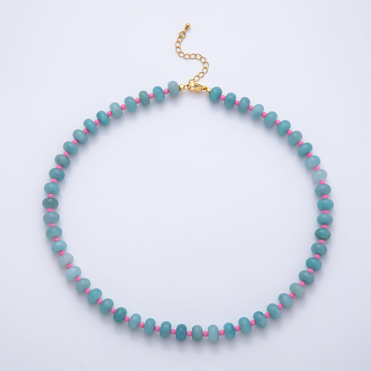 18K Gold Filled 8mm Multicolor Spacer Rondelle Gemstone 16.5 Inch Choker Necklace | WA-04634 ~ WA-04636
