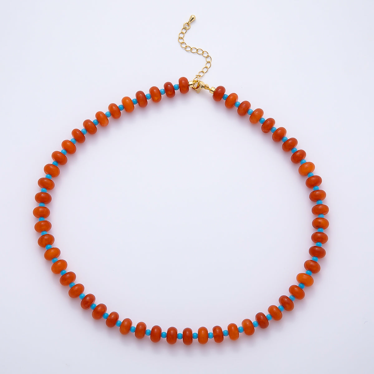 18K Gold Filled 8mm Multicolor Spacer Rondelle Gemstone 16.5 Inch Choker Necklace | WA-04634 ~ WA-04636