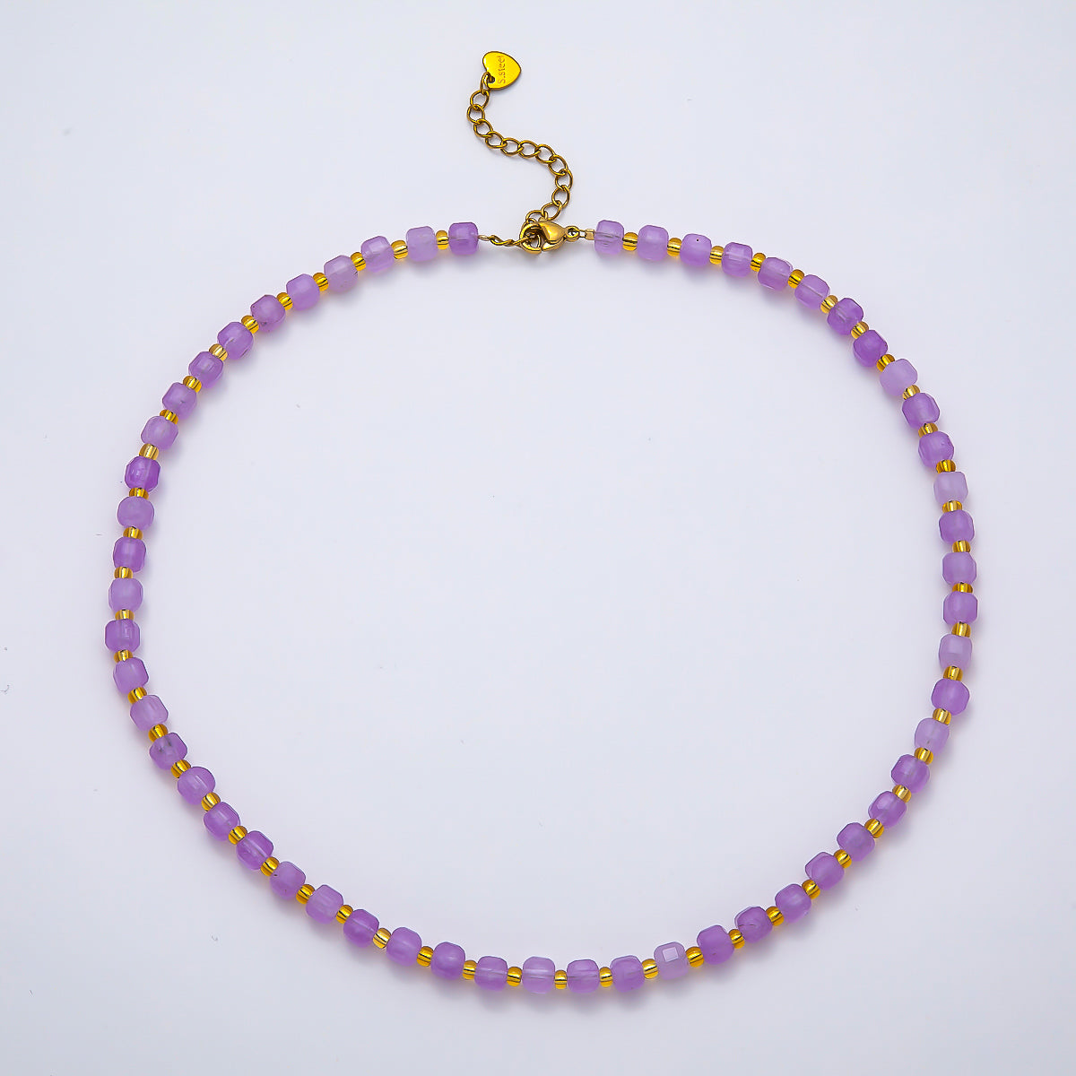 Handmade Stainless Steel 3mm Square Gemstone Chain 16 Inch Necklace | WA-04657 ~ WA-04663