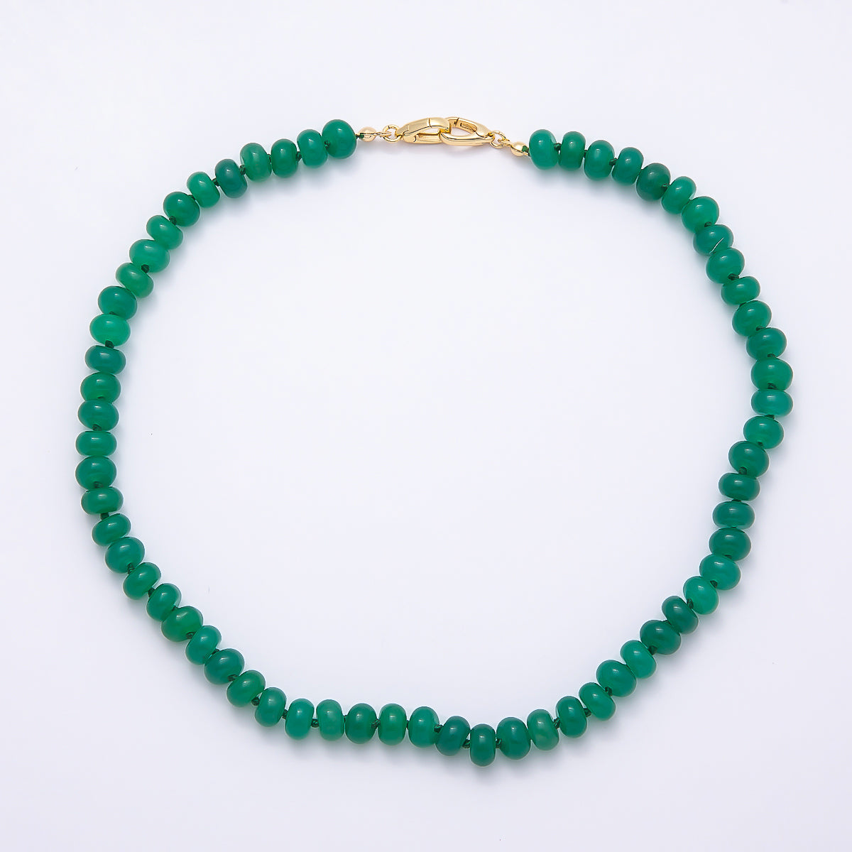 18K Gold Filled 8mm Rondelle Gemstone Chain 17 Inch Necklace w. Dual Push Clasps | WA-04664 ~ WA-04667