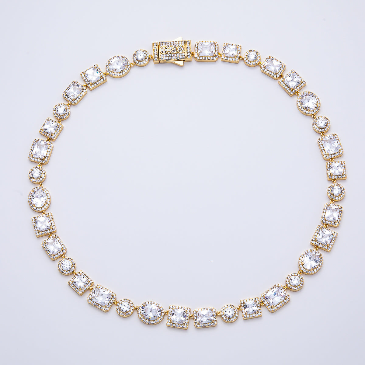 16K Gold Filled 10mm Clear Baguette Micro Paved CZ Tennis Chain 20.5 Inch Necklace | WA-04682