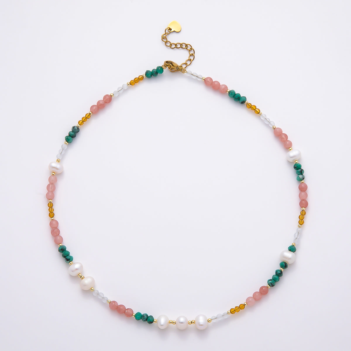 Handmade 5mm Shell Pearl Multicolor Multifaceted Bead Gemstone Chain 16 Inch Necklace | WA-04740