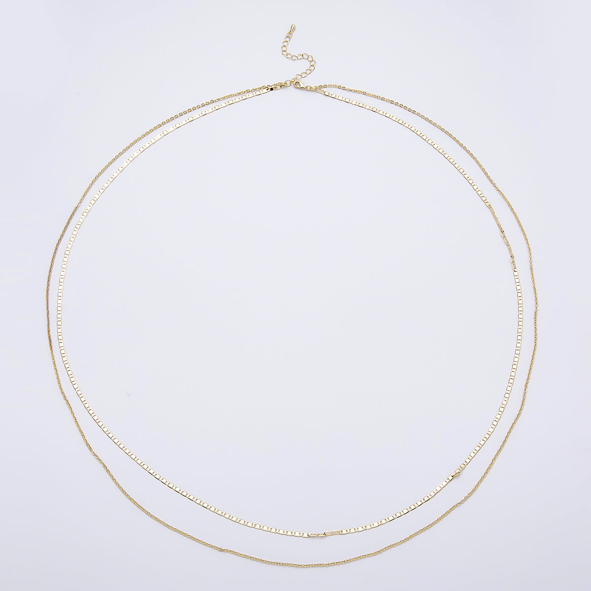 SUMMER 16K Gold Filled 2mm Dainty Double Mariner Cable Belly Waist Chain | WA-04754