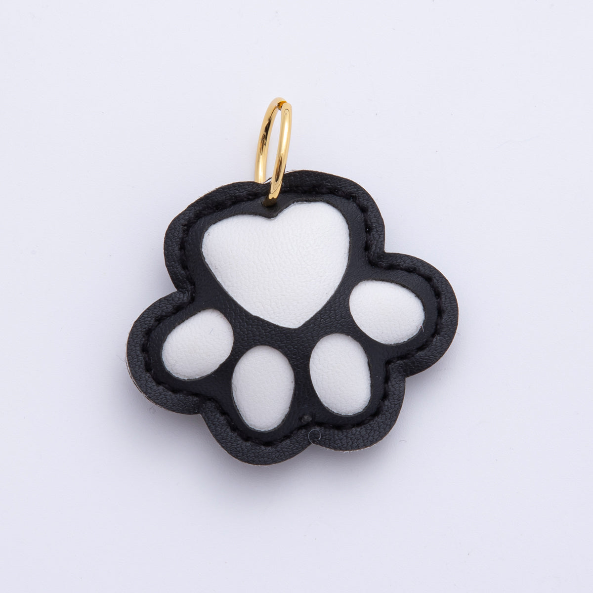Leather Dog Paw Print Keyring Purse Bag Backpack Charm Dog Collar Accessory WB-00017